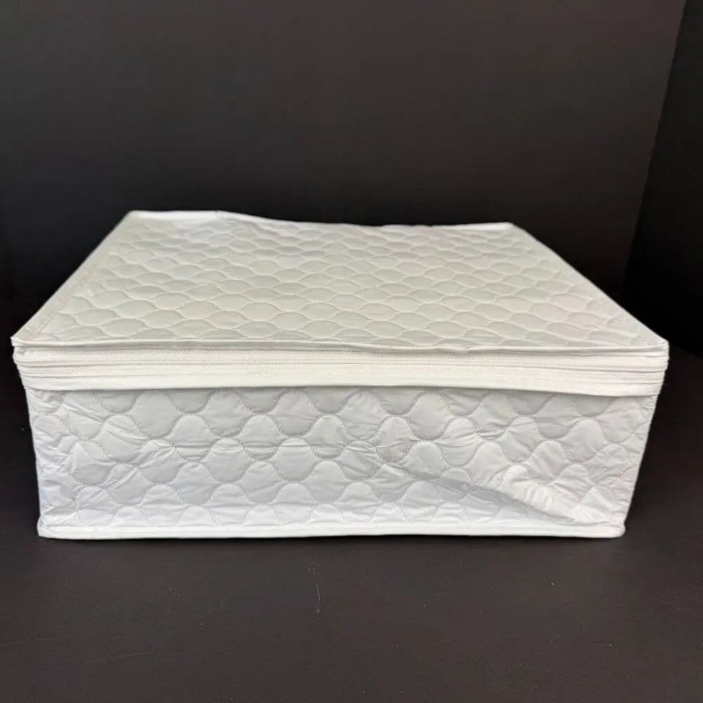6 Piece Set White Quilted Vinyl Dinnerware/Dish/China Zippered Storage Cases
